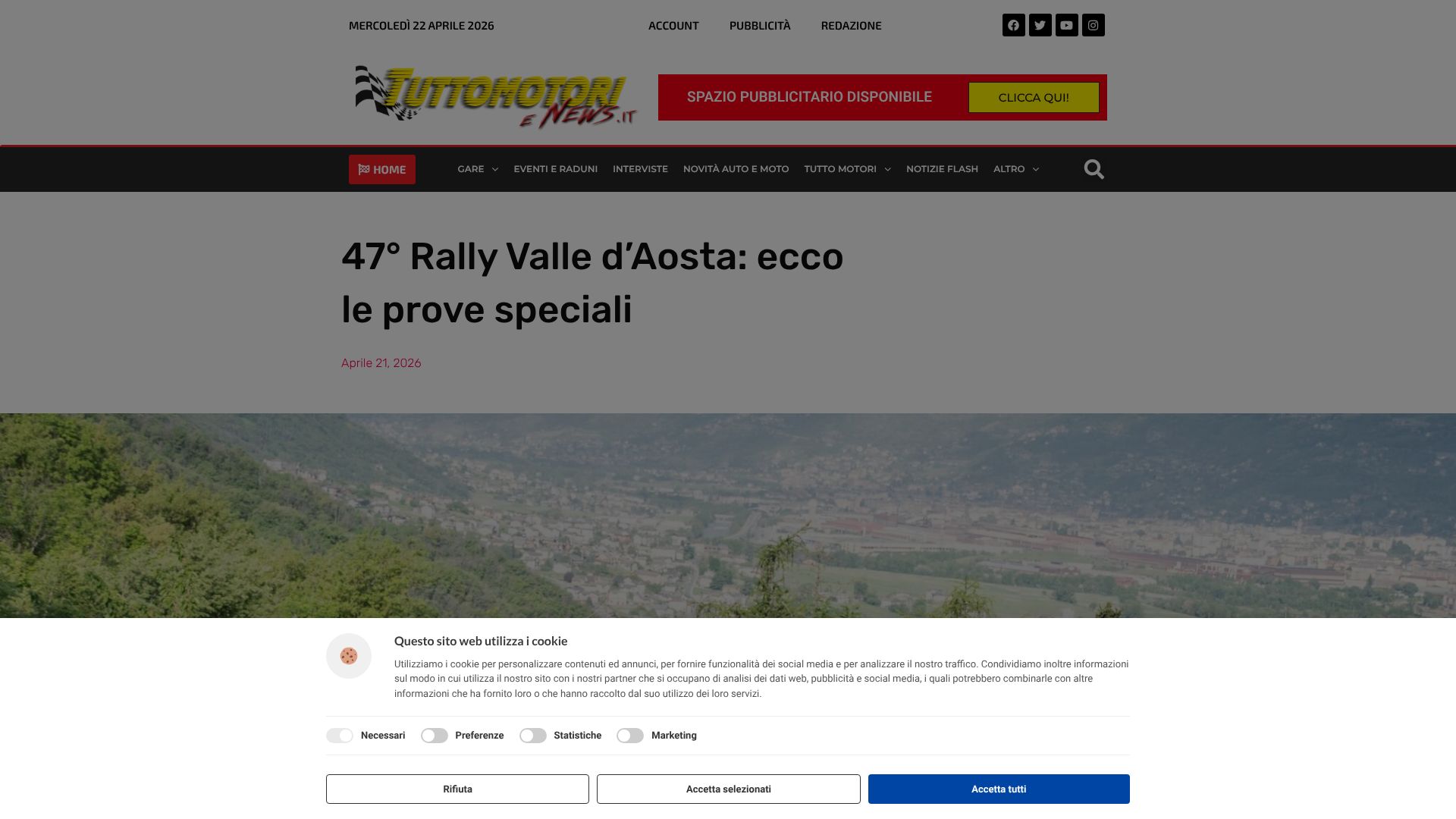 47° Rally Valle d'Aosta: ecco le prove speciali 